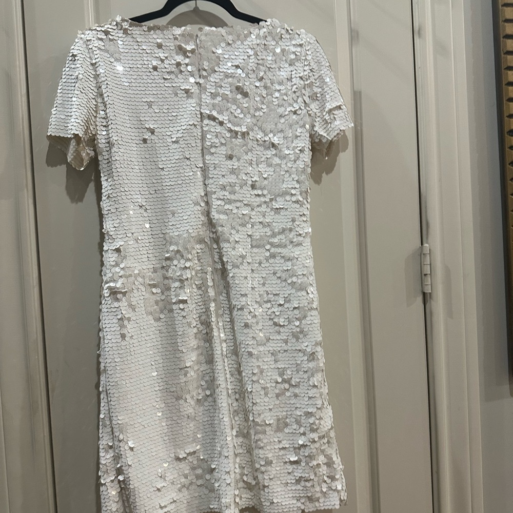 Muse White Sheath Mini Dress Crew Neck Short Sleeve